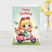 Carte d'anniversaire Sweet Scooter (Fleur jaune)