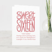 Carte d'anniversaire Sweet sixteen (Dos)