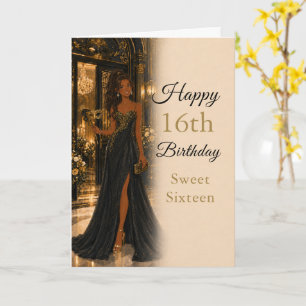 Carte d'anniversaire Sweet Sixteen en or noir