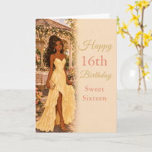 Carte d'anniversaire Sweet Sixteen jaune beurre