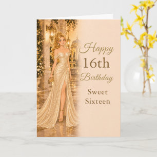 Carte d'anniversaire Sweet Sixteen Or Champagne