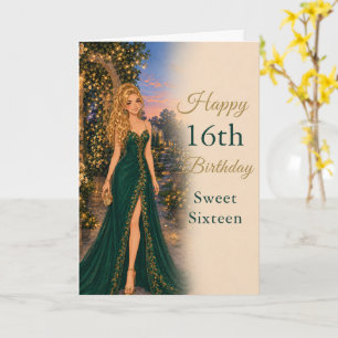Carte d'anniversaire Sweet Sixteen Vert Émeraude
