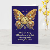 Carte d'anniversaire Symbole Papillon et prière (Fleur jaune)