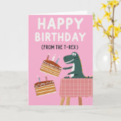 Carte d'anniversaire T-Rex avec message drôle (Fleur jaune)