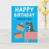 Carte d'anniversaire T-Rex avec message drôle (Fleur jaune)