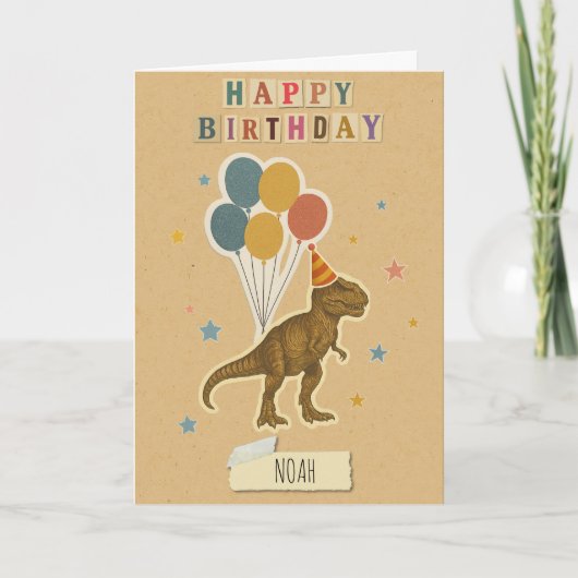 Carte d'anniversaire T-Rex - Nom personnalisé (Devant)
