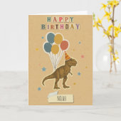Carte d'anniversaire T-Rex - Nom personnalisé (Fleur jaune)