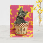 Carte d'anniversaire Tabby en croissance (Fleur jaune)