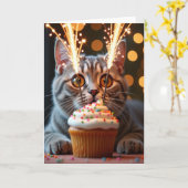 Carte d'anniversaire Tabby Sparkler (Fleur jaune)