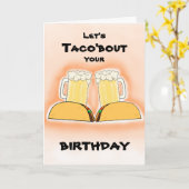 Carte d'anniversaire Taco et Bière (Fleur jaune)