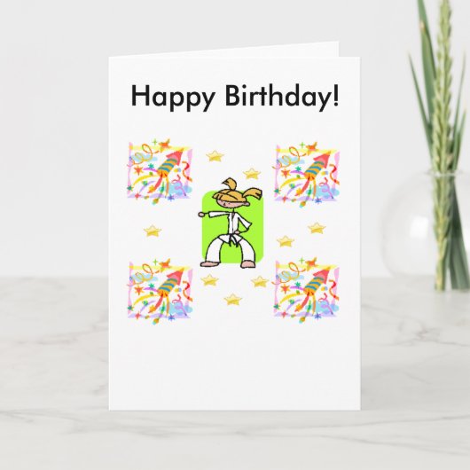 Carte d'anniversaire Taekwondo - Filles (Devant)