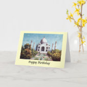 Carte d'anniversaire - Taj Mahal, Agra, Inde (Fleur jaune)