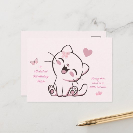 Carte d'anniversaire tardive (Devant/Arrière en situation)