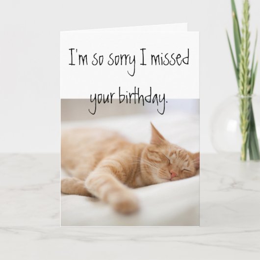 Carte d'anniversaire tardive avec chat (Devant)