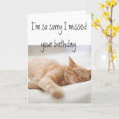Carte d'anniversaire tardive avec chat (Fleur jaune)