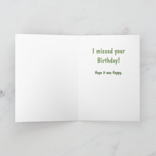 Carte d'anniversaire tardive. Chat frapper quelque (Intérieur)