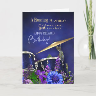 Carte d'anniversaire tardive pour batteur