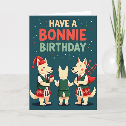 Carte d'anniversaire Tartan Pups (Devant)