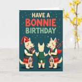 Carte d'anniversaire Tartan Pups (Fleur jaune)
