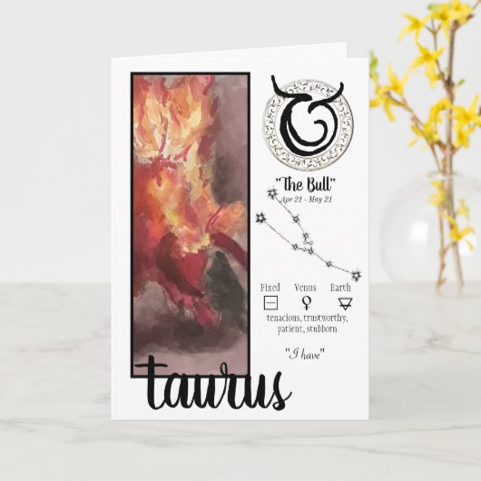 Carte d'anniversaire Taurus (Fleur jaune)