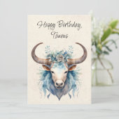 Carte d'anniversaire Taurus Bull Zodiac (Debout devant)