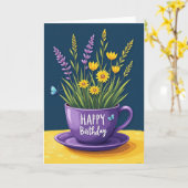 Carte d'anniversaire Teacup Flora (Fleur jaune)