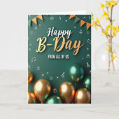 Carte d'anniversaire Teal Celebration (Fleur jaune)