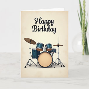 Carte d'anniversaire Teal Drum Kit