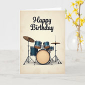 Carte d'anniversaire Teal Drum Kit (Fleur jaune)