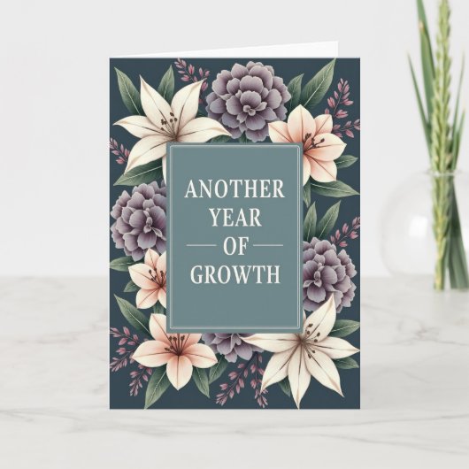 Carte d'anniversaire Teal Growth (Devant)