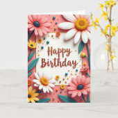 Carte d'anniversaire Teal Leaf (Fleur jaune)