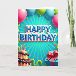 Carte d'anniversaire Teal Ray Joyeuse