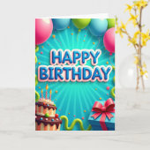Carte d'anniversaire Teal Ray Joyeuse (Fleur jaune)