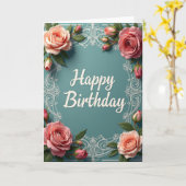 Carte d'anniversaire Teal Rose (Fleur jaune)