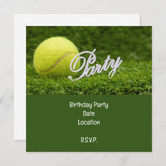 Carte d'anniversaire Tennis avec balle pour joueur (Devant / Derrière)