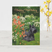 Carte d'anniversaire Terrier Écossais (Fleur jaune)