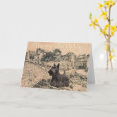Carte d'anniversaire Terrier Écossais (Fleur jaune)
