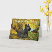 Carte d'anniversaire Terrier Écossais (Fleur jaune)