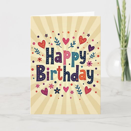 Carte d'anniversaire texturée fantaisiste (Devant)