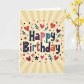 Carte d'anniversaire texturée fantaisiste (Fleur jaune)