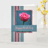 Carte d'anniversaire texturée sarcelle (Fleur jaune)