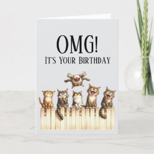 Carte d'anniversaire thème chat mignon OMG