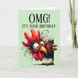 Carte d'anniversaire thème coq drôle