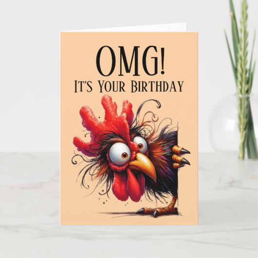 Carte d'anniversaire thème coq drôle (Devant)