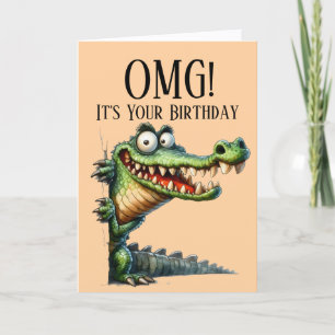 Carte d'anniversaire thème crocodile drôle