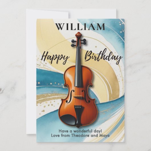 Carte d'anniversaire thème musical avec tourbillon (Devant)