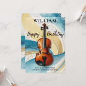 Carte d'anniversaire thème musical avec tourbillon (Devant/Arrière en situation)