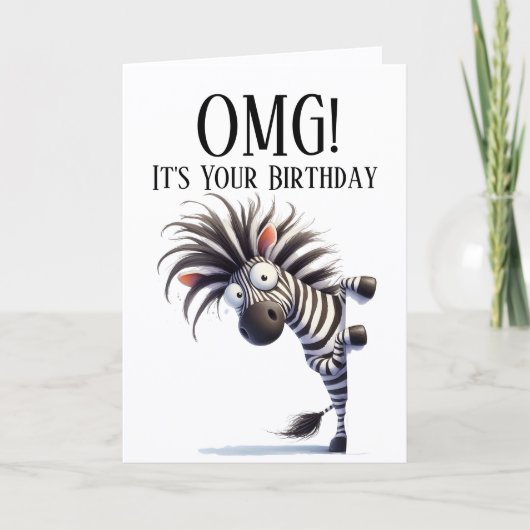 Carte d'anniversaire thème zèbre drôle (Devant)