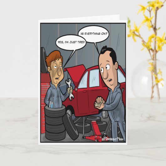 Carte d'anniversaire Tired Punny (Fleur jaune)