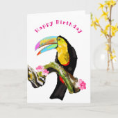 Carte d'anniversaire Toco Toucan (Fleur jaune)